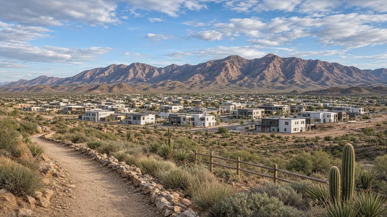 Skye Canyon new construction and desert trail access in northwest Las Vegas