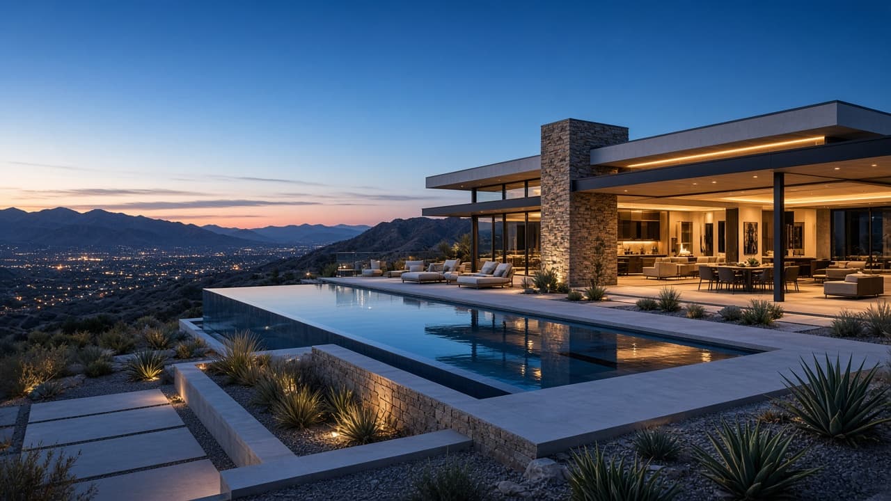 Luxury custom estate with pool and mountain views in The Ridges, Summerlin